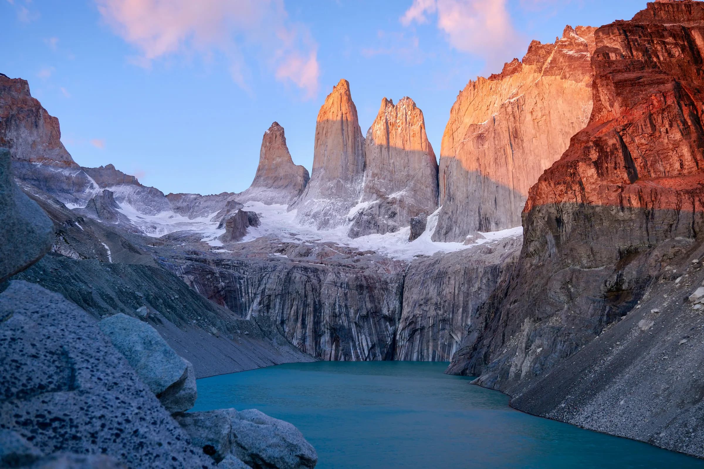 Patagonian mountain range with a lake in the foreground, Argentina